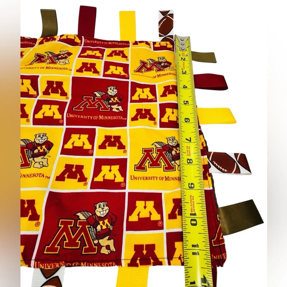 University Of MN Golden Gophers Baby Tag Lovey Security Blanket Handmade.